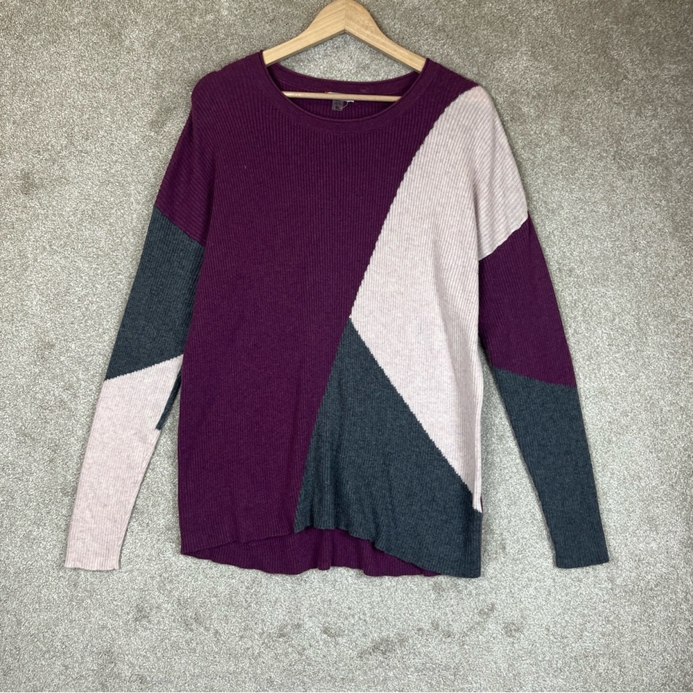 Smartwool Colorblock Pullover Sweater - Plum, Light Pink, Charcoal